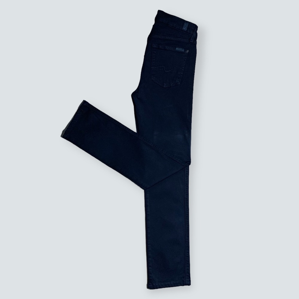 7 for all Mankind Kimmie Straight Leg Black Rayon Blend Jeans Size 28 in EUC